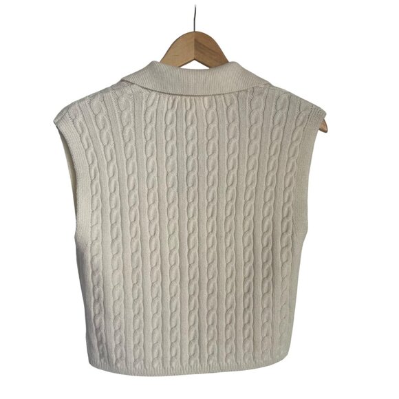 Happily Grey Womens Size M - Cropped Cable Knit Sleeveless Sweater Vest - Picture 2 of 6